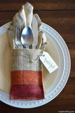 Painted Burlap Thanksgiving Place Settings