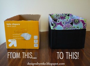 Lined canvas diaper box